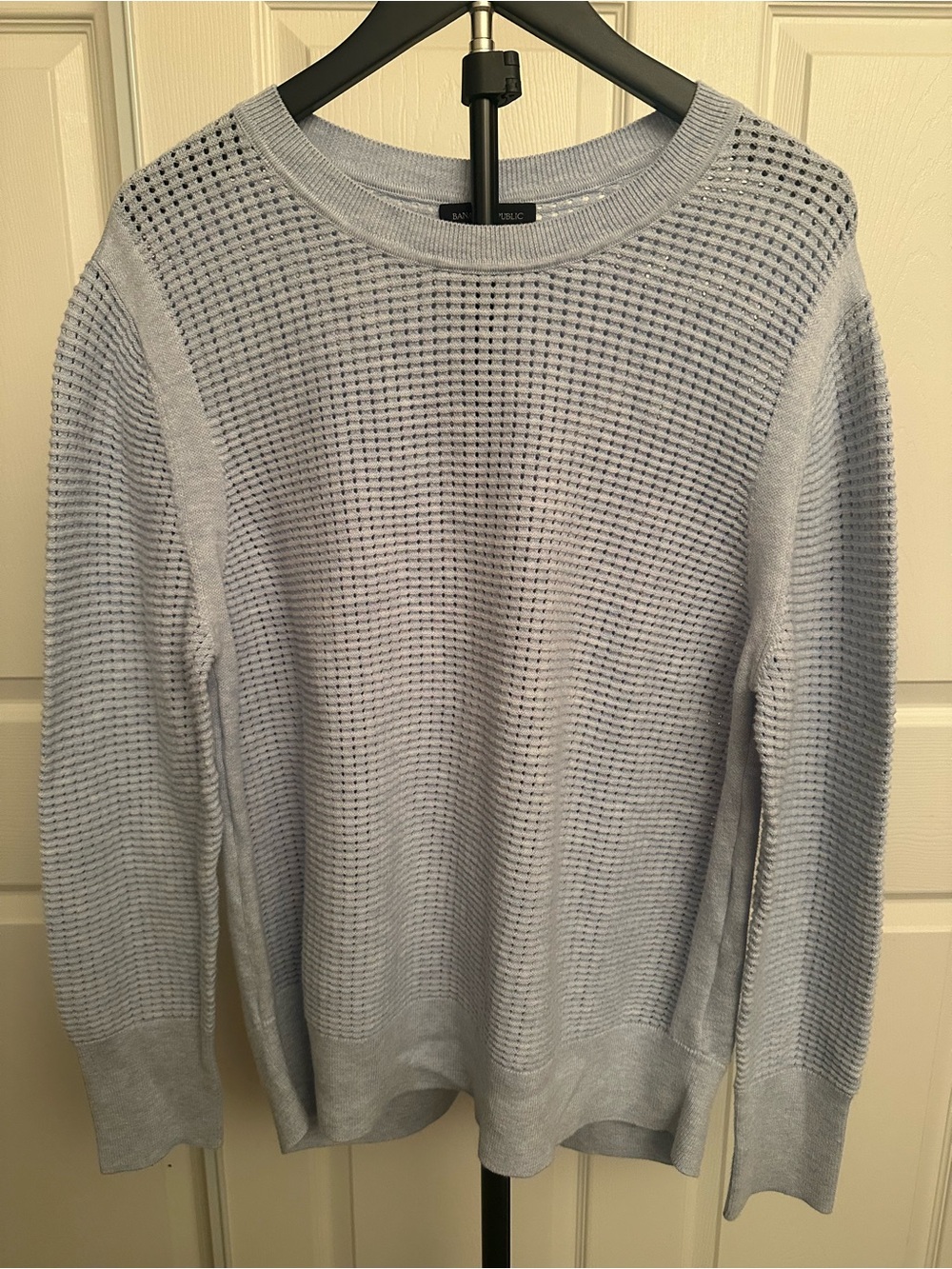 Banana Republic Pale Blue Waffle Crewneck Sweater